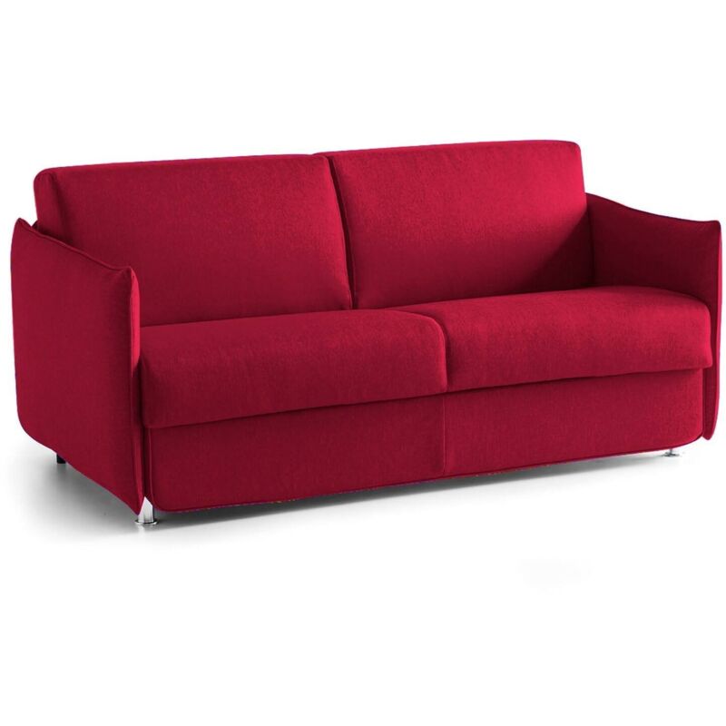 Dmora - 3-Sitzer Schlafsofa Petronilla, Schlafsofa fürs Wohnzimmer, gepolstert, abnehmbar, 100 % Made in Italy-Qualität, 200x95 h90 cm, Rot