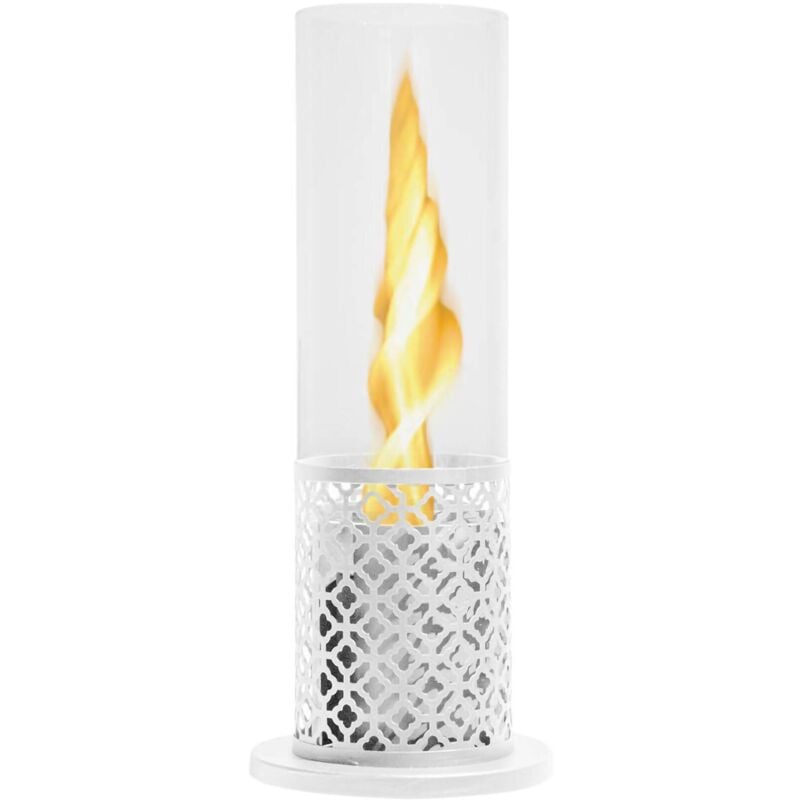 Bioethanol-Kamin Alme, Ökologischer Kamin, Rauchfreies Feuer, Heizung mit Ethanol, Made in Italy, 20x20 h50 cm, Weiß - Dmora