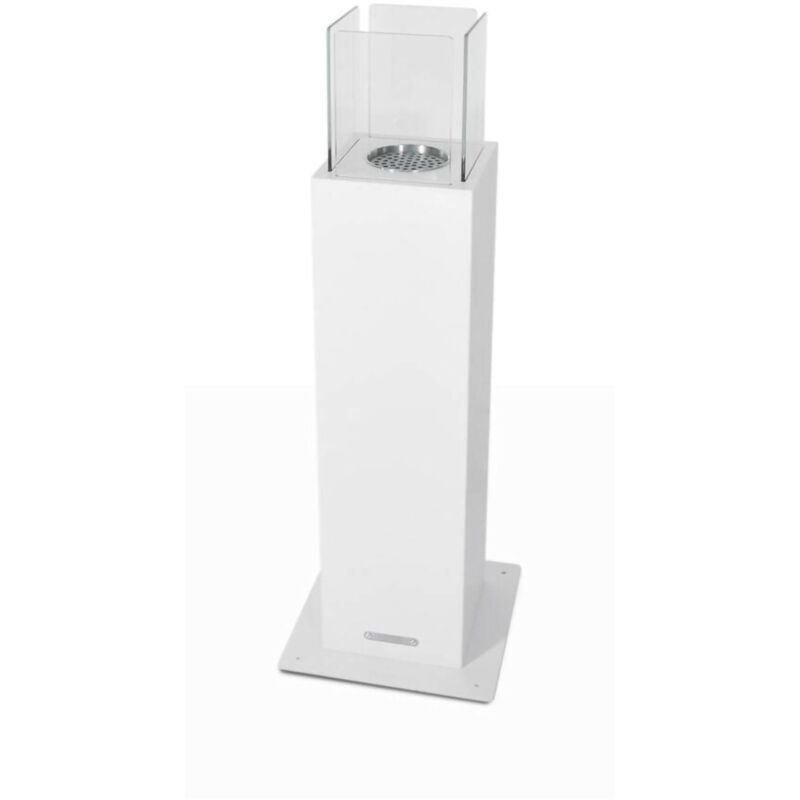 Bioethanol-Kamin Arba, Ökologischer Kamin, Rauchfreies Feuer, Heizung mit Ethanol, Made in Italy, 20x20 h70 cm, Weiß - Dmora