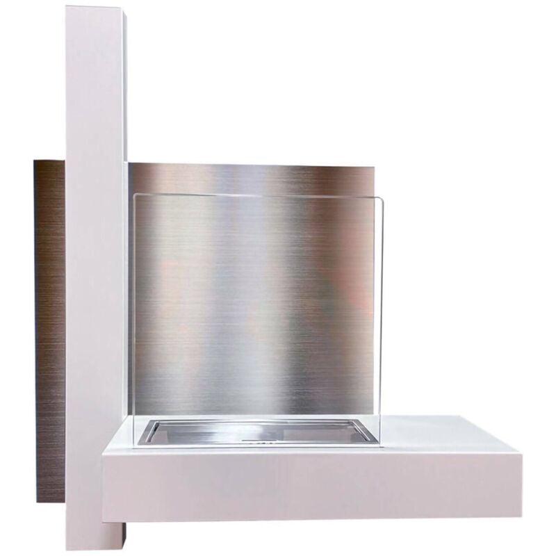 Bioethanol-Kamin Bern, Ökologischer Kamin, Rauchfreies Feuer, Heizung mit Ethanol, Made in Italy, 65x23 h75 cm, Weiß - Dmora