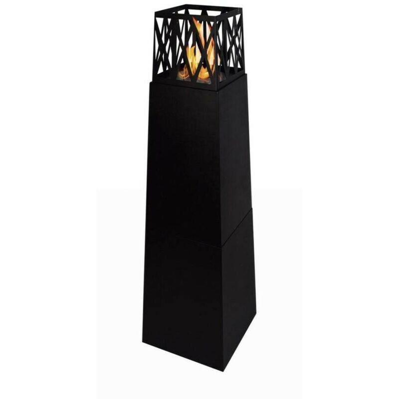 Bioethanol-Kamin Dsignoril, Ökologischer Kamin, Rauchfreies Feuer, Heizung mit Ethanol, Made in Italy, 40x40 h146 cm, Schwarz - Dmora