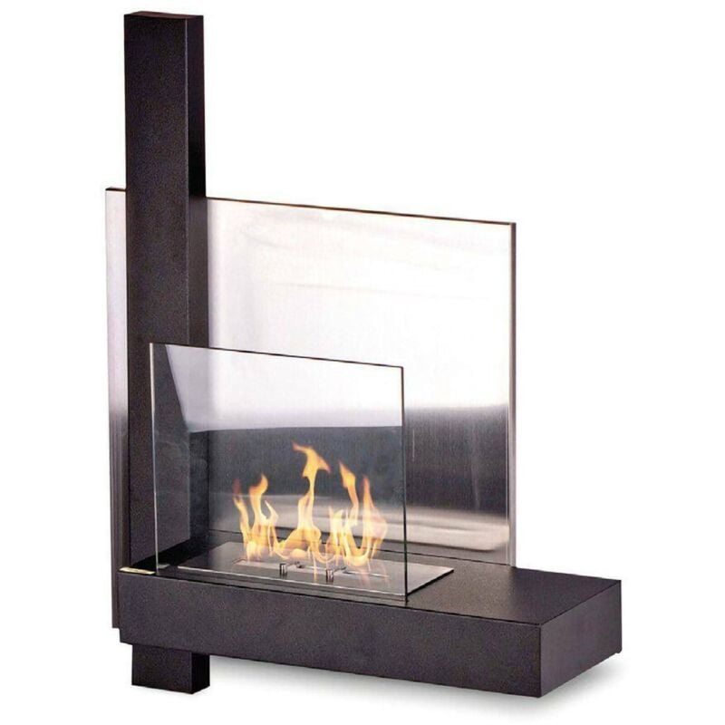 Bioethanol-Kamin Dspeggiori, Ökologischer Kamin, Rauchfreies Feuer, Heizung mit Ethanol, Made in Italy, 65x23 h75 cm, Schwarz - Dmora