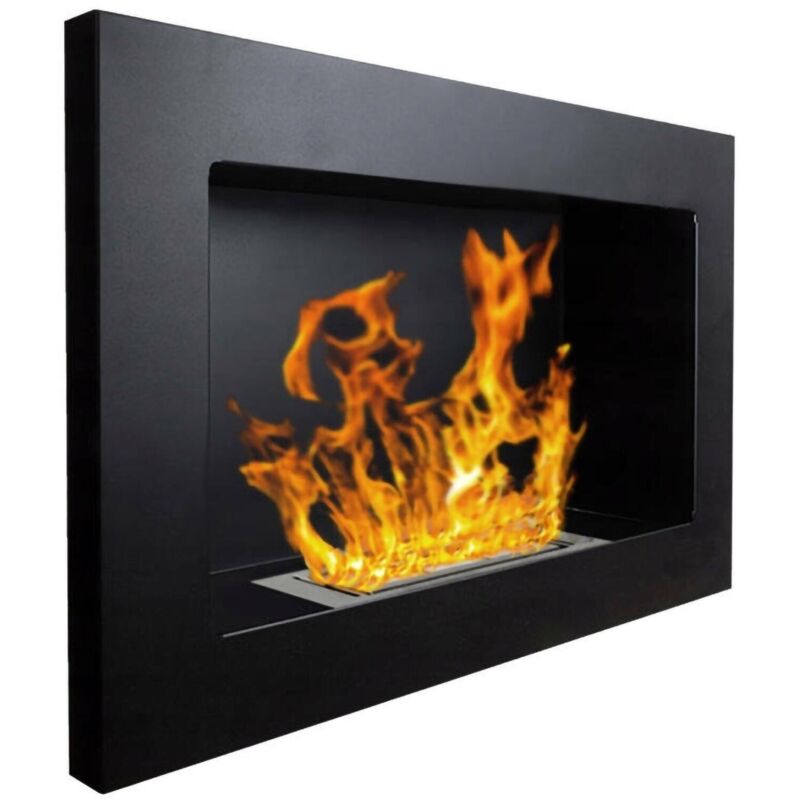 Dmora - Bioethanol-Kamin Dsportiell, Ökologischer Kamin, Rauchfreies Feuer, Heizung mit Ethanol, Made in Italy, 65x12 h40 cm, Schwarz