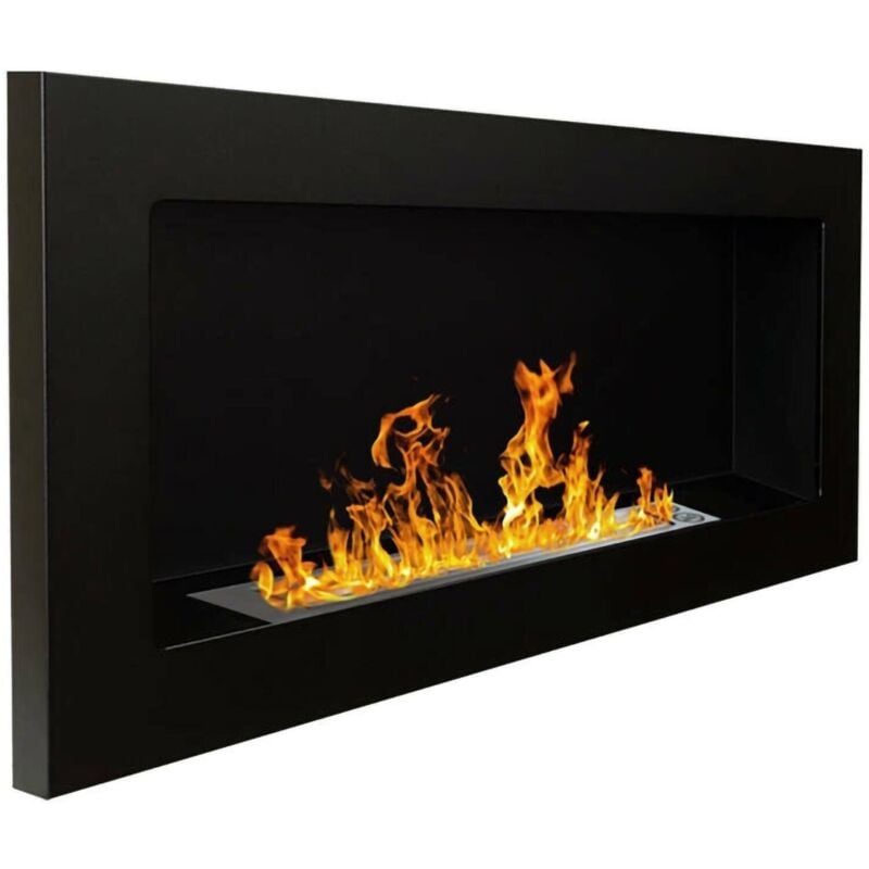 Bioethanol-Kamin Dsquizzat, Ökologischer Kamin, Rauchfreies Feuer, Heizung mit Ethanol, Made in Italy, 90x12 h39 cm, Schwarz - Dmora