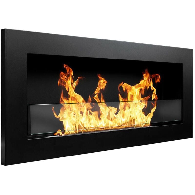 Bioethanol-Kamin Dstacchin, Ökologischer Kamin, Rauchfreies Feuer, Heizung mit Ethanol, Made in Italy, 12x90 h40 cm, Schwarz - Dmora