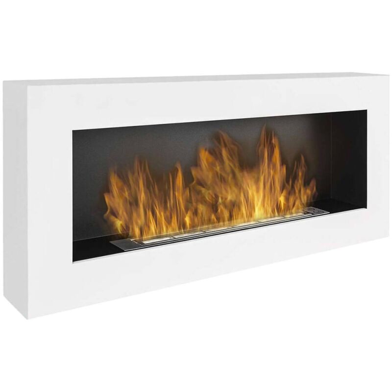 Bioethanol-Kamin Dstankovi, Ökologischer Kamin, Rauchfreies Feuer, Heizung mit Ethanol, Made in Italy, 12x90 h40 cm, Weiß - Dmora