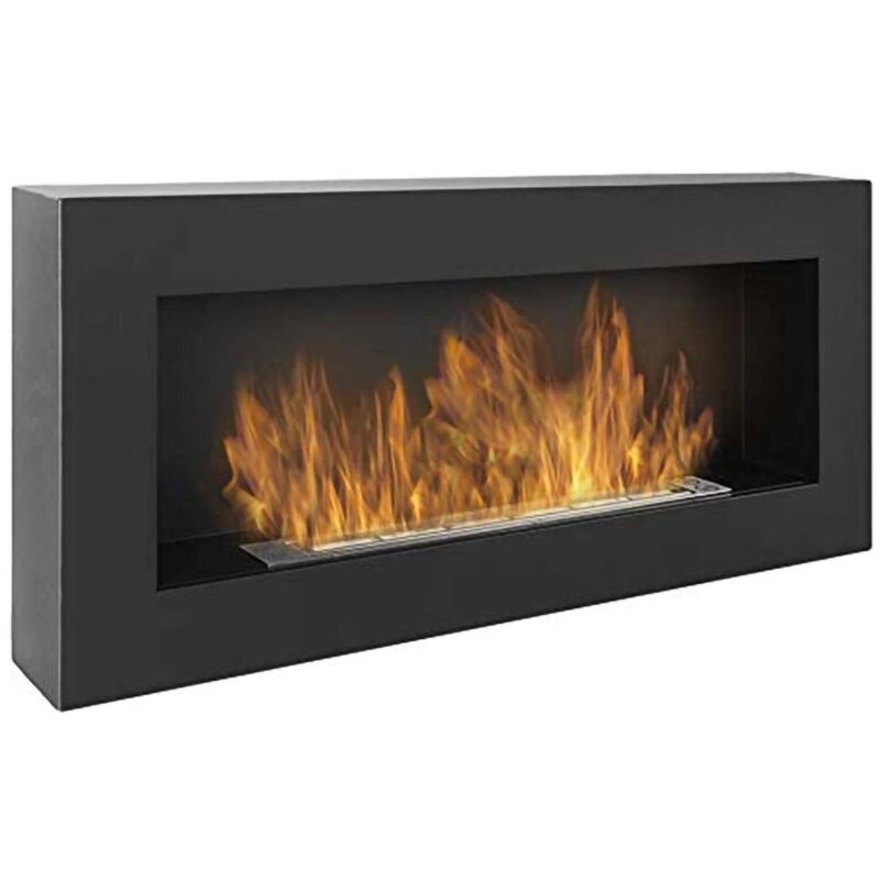 Bioethanol-Kamin Dstankovi, Ökologischer Kamin, Rauchfreies Feuer, Heizung mit Ethanol, Made in Italy, 12x90 h40 cm, Schwarz - Dmora