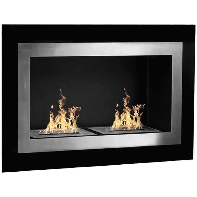 Bioethanol-Kamin Dstanzion, Ökologischer Kamin, Rauchfreies Feuer, Heizung mit Ethanol, Made in Italy, 90x17 h39 cm, Schwarz - Dmora
