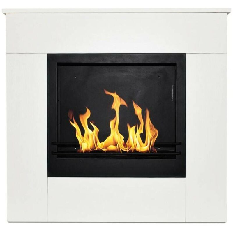 Dmora - Bioethanol-Kamin Dstepinsk, Ökologischer Kamin, Rauchfreies Feuer, Heizung mit Ethanol, Made in Italy, 96x36 h90 cm, Weiß