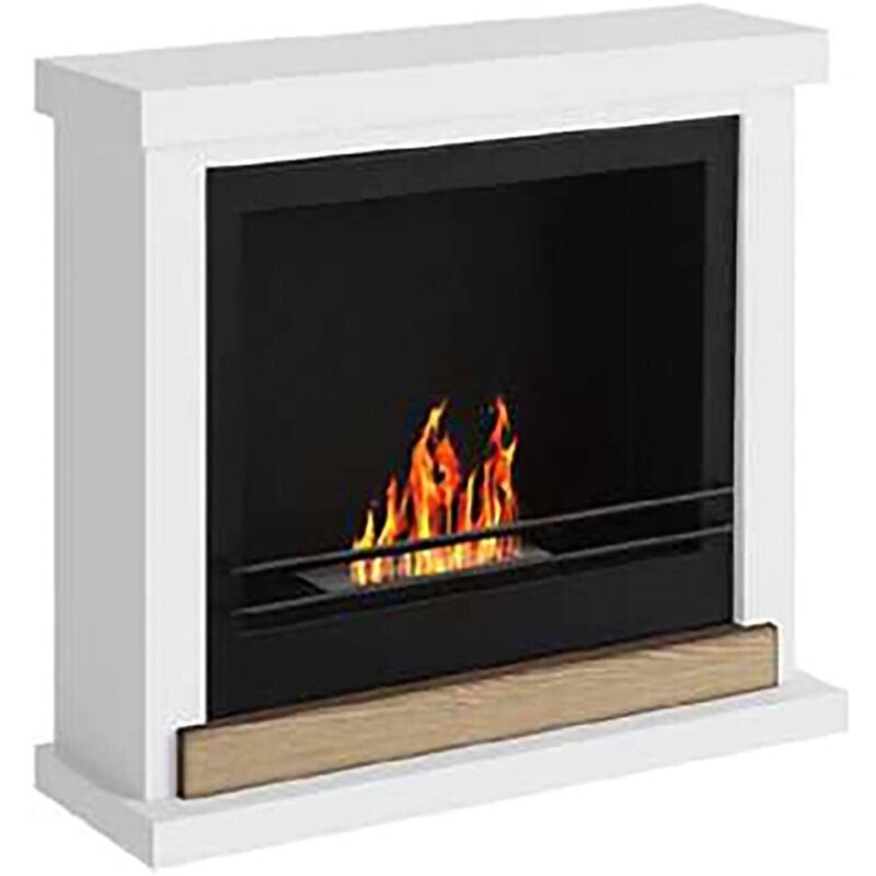 Bioethanol-Kamin Dsterchel, Ökologischer Kamin, Rauchfreies Feuer, Heizung mit Ethanol, Made in Italy, 75x24 h68 cm, Weiß - Dmora