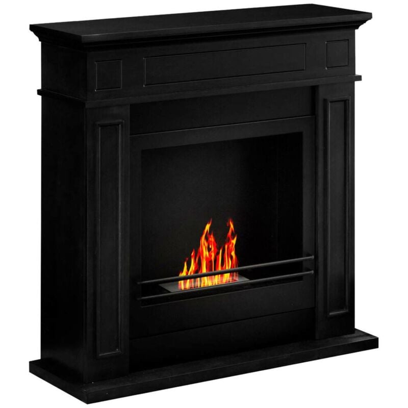 Dmora - Bioethanol-Kamin Dstijepovi, Ökologischer Kamin, Rauchfreies Feuer, Heizung mit Ethanol, Made in Italy, 91x28 h90 cm, Schwarz