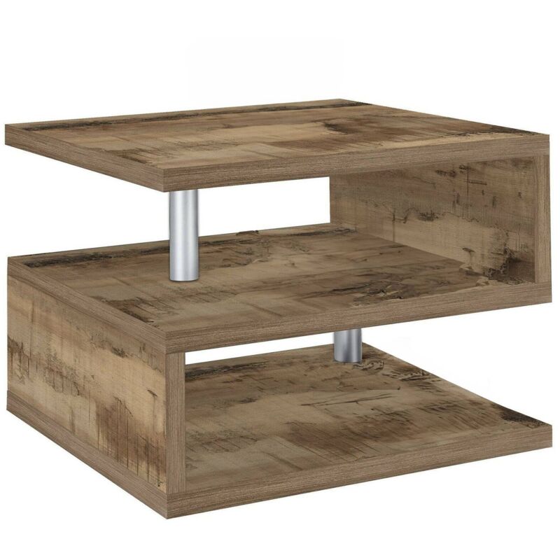 Couchtisch Gianni, Wohnzimmer-Couchtisch, niedriges Aufbewahrungselement, Couchtisch, 55x55x41 cm, Ahorn, mit verstärkter Verpackung - Dmora