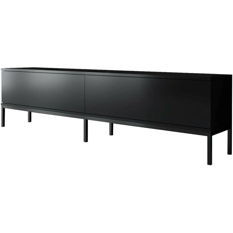 Fernsehschrank Regulus, Ständer für Wohnzimmerfernseher, Niedriges Wohnzimmer-Sideboard, TV-Ständerbasis, 180x30h47 cm, Schwarz, mit verstärkter