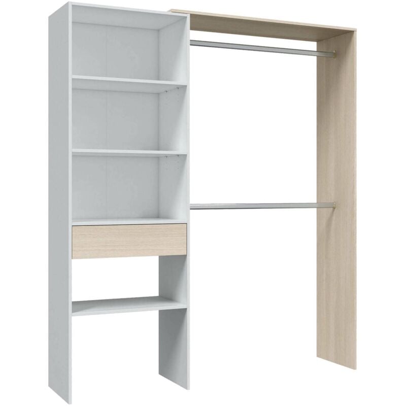 Garderobe Miramar, Struktur für begehbaren Kleiderschrank, Offener Kleiderschrank ohne Türen, Begehbarer Kleiderschrank, cm 158x40h187, Weiß und