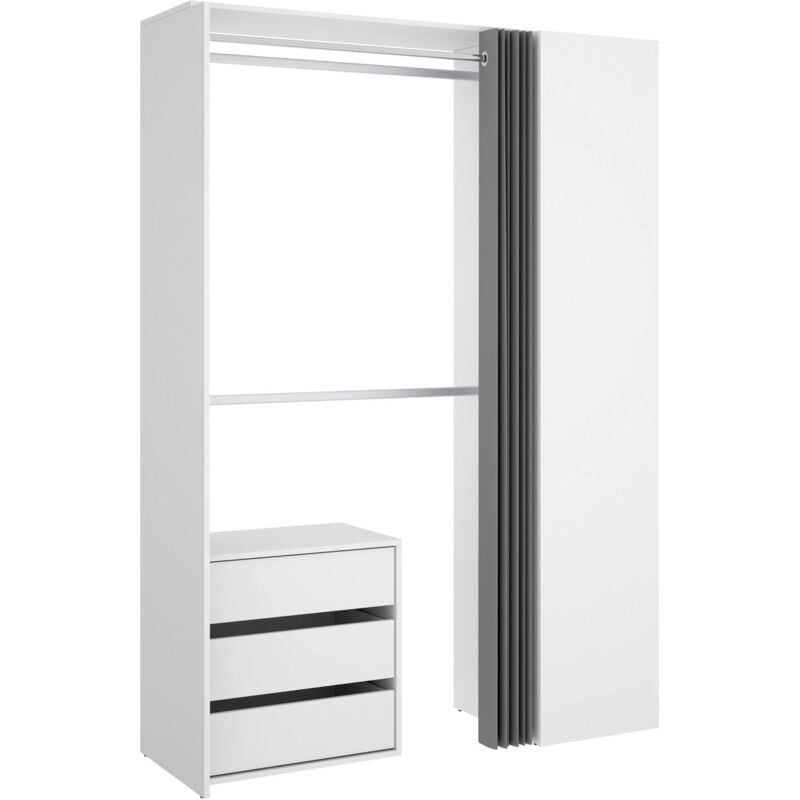 Kleiderschrank Schlern, Struktur für begehbaren Kleiderschrank, Offene Garderobe, 141x52h205 cm, Weiß und Anthrazit - Dmora