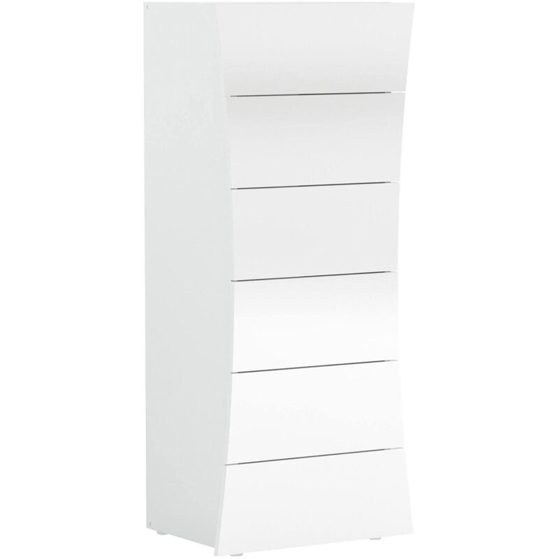 Kommode Dikoné, Kommode 6 Schubladen, Kommode für Schlafzimmer, 100% Made in Italy, cm 50x40h122, glänzend weiß - Dmora