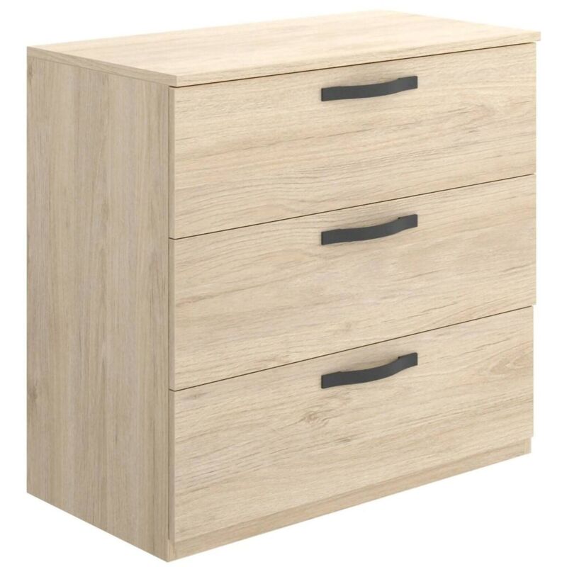 Kommode Dlovato, Kommode für Schlafzimmer, Kommode mit 3 Schubladen, 70x45h72 cm, Eiche - Dmora