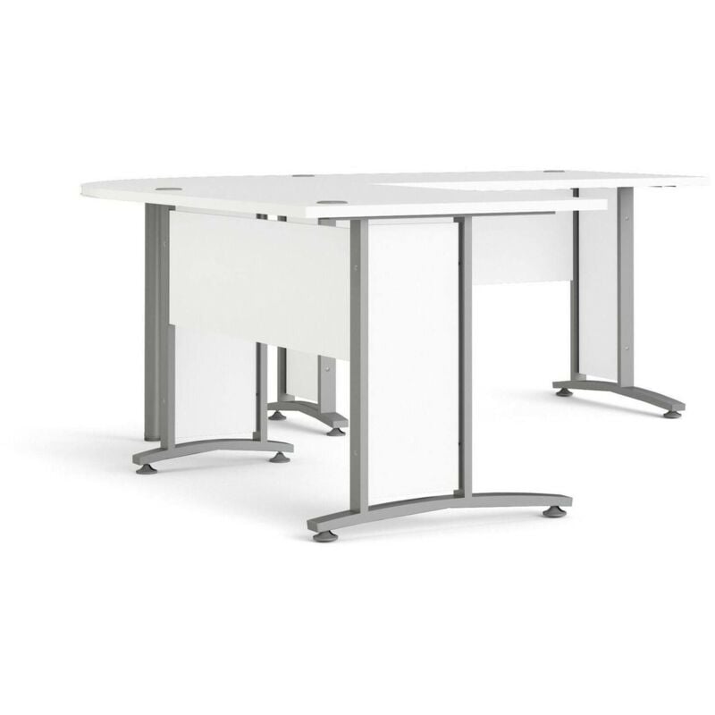 Schreibtisch Heling, Mehrzweckschreibtisch, Bürotisch für pc, Eckschreibtisch, 200x200 h75 cm, Weiß und Grau - Dmora