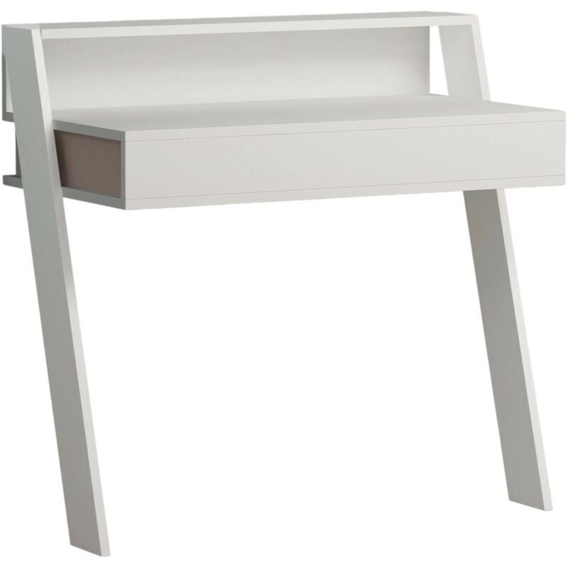 Dmora - Schreibtisch Imperatori, Mehrzweckschreibtisch, Bürotisch für PC, Eckschreibtisch, 94x50 h91 cm, Weiß