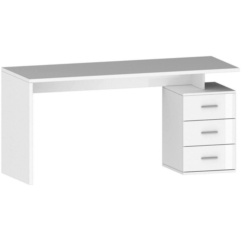 Schreibtisch Siro, linearer Schreibtisch, Mehrzweck-Büroschreibtisch, platzsparender Schreibtisch mit mehreren Positionen, 160x60h75 cm, Weiß, mit
