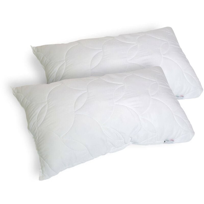 Paar Kopfkissen für Bett, 100 % Made in Italy, Kopfkissen aus Memory-Schaumstoff, hypoallergen und atmungsaktiv, 73 x 44 x H14 cm - Talamo Italia
