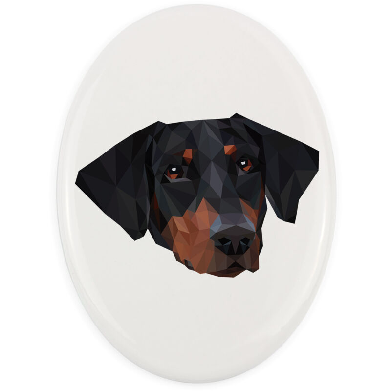 Dobermann, Dobermann - Teller mit Foto und geometrischer Aufschrift von Art-Dog
