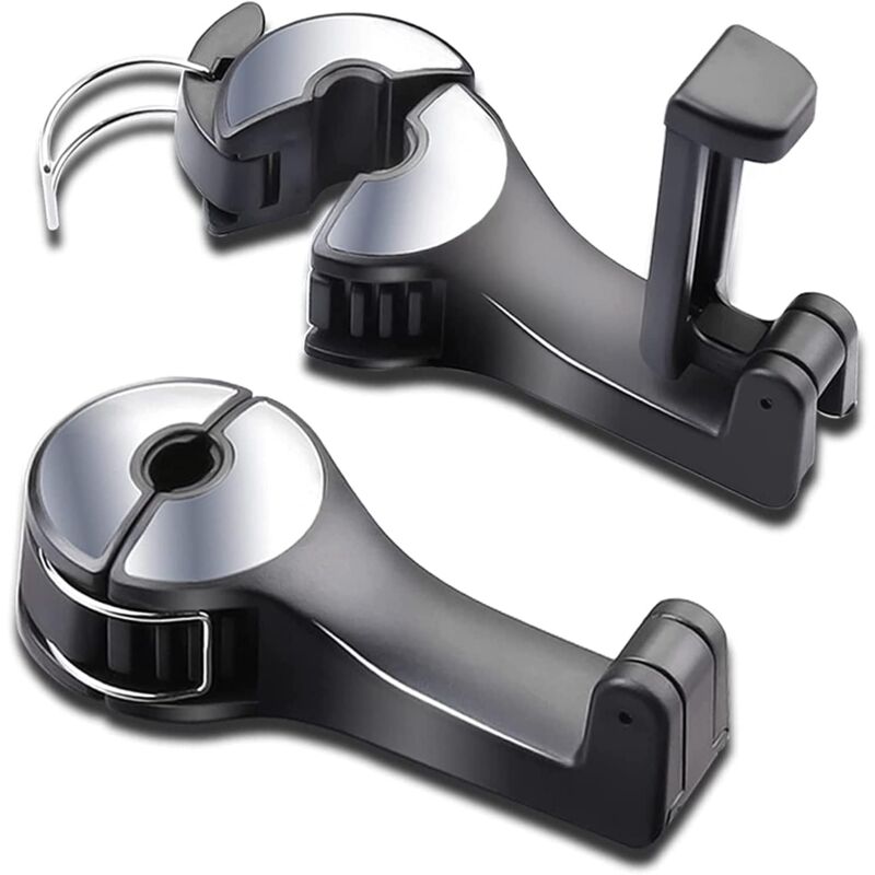 2 Stück Autositz-Rückenhaken, 2-in-1 mit Handyhalterung, Auto-Haken, Auto-Aufhänger, universeller versteckter Rücksitz-Haken (Silber) - Dolaso