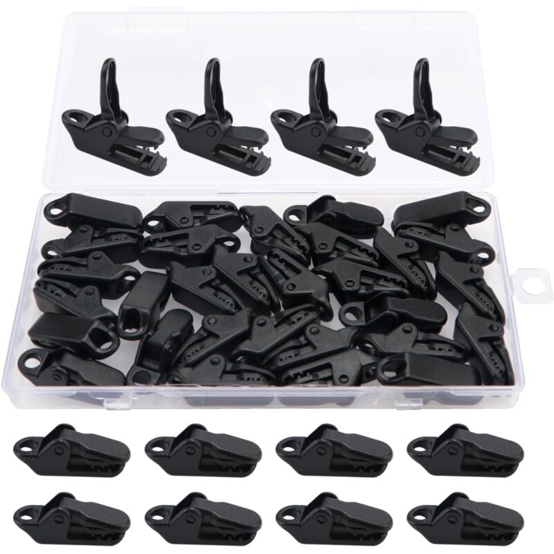 DOLASO 30 Stück Planen-Clips, Markisen-Clips, Kunststoff-Zelt-Zelt-Clips, Zelt-Clip, für Camping-Überdachung, schwarze Planen-Clips, Markisen für