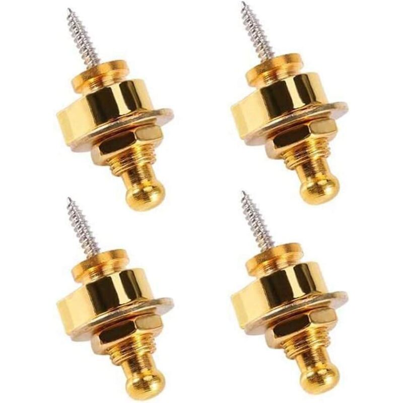 4 Stück Gitarrengurt-Verriegelungsknöpfe, goldene Schnellverschluss-Gitarrengurt-Knöpfe für den Austausch von elektroakustischen Gitarren - Dolaso