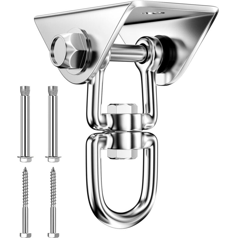 Dolaso - Deckenhaken, robust, Edelstahl, 450 kg Tragkraft, 360° drehbar, Schaukel-Hängehaken mit Schraubenbefestigung für Hängesessel, Schaukel,