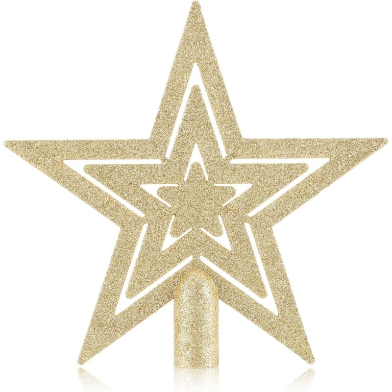 DOLASO ® Glitzer-Stern-Christbaumspitze – Sternspitze für den Weihnachtsbaum – Weihnachtsbaumspitze für jede Baumspitze – Unzerbrechlicher
