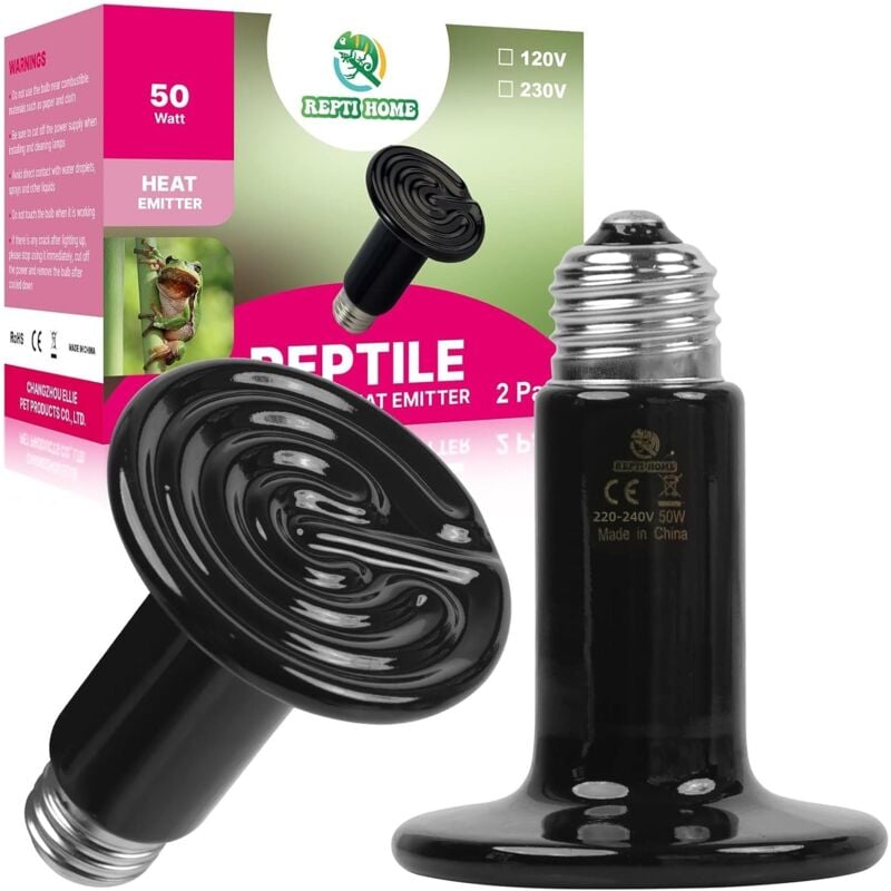 Keramik-Heizlampe, 50 w, 2 Packungen Glühbirnen für Reptilien, Keramik-Heizung für Amphibien, Brutapparat für Haustiere, Hühner, Hunde, Katzen