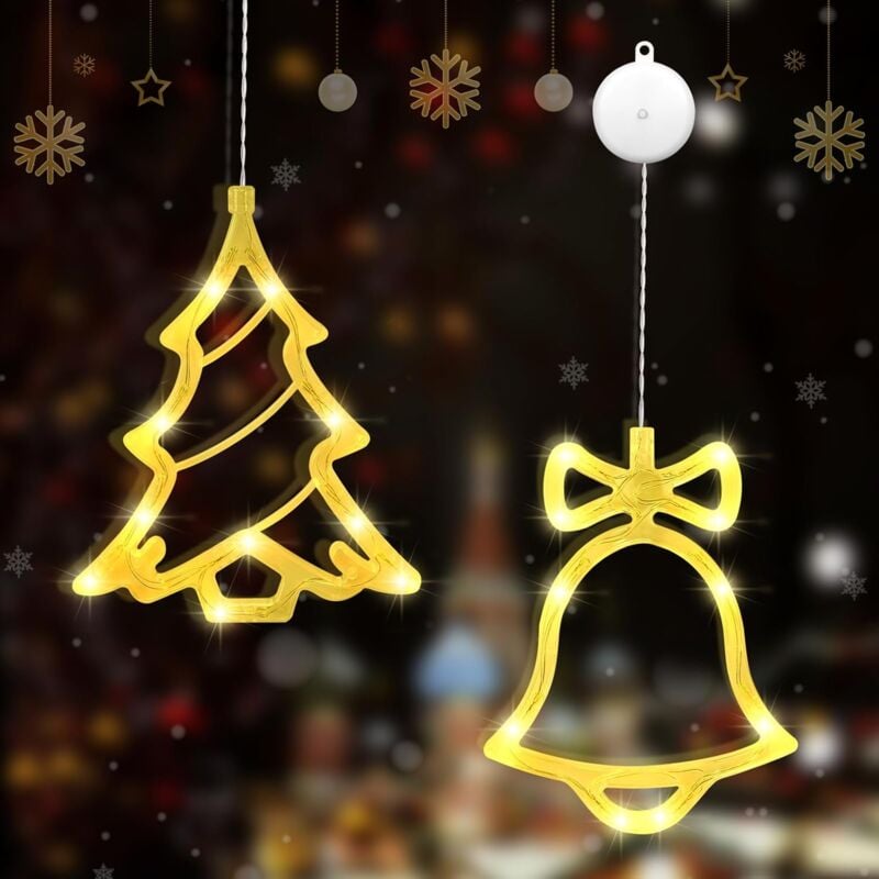 DOLASO LED-Weihnachts-Saugnapf-Lichter, LED-Weihnachts-Deko-Stern, Weihnachtsstern-Licht, Weihnachts-Deko-Fenster für drinnen, Zuhause, Party,