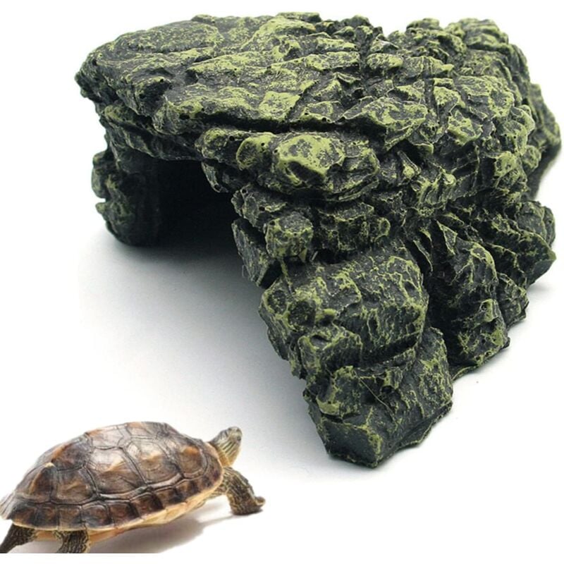 Reptilien-Versteck, Höhle für Reptilien, Terrarium, Schildkröten-Plattform, Versteck, Unterschlupf, Felsen, Kunstharz, schwimmende Insel, Stein,
