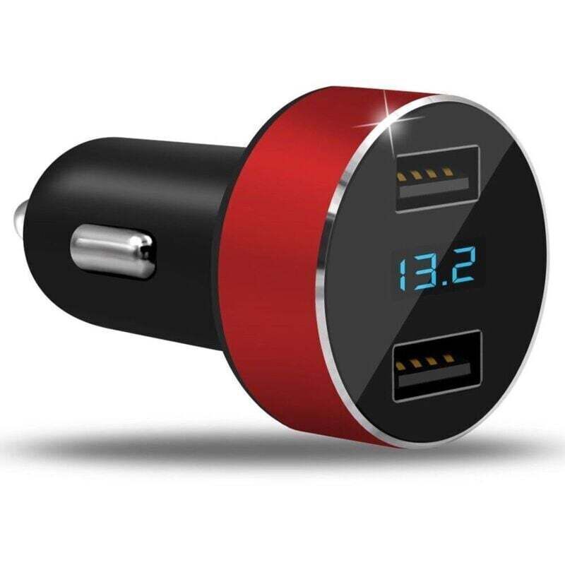 Doppelanschluss-Zigarettenanzünderadapter mit 3,1 A, USB-Buchse und 12V/25V LED-Digitalvoltmeter für Mobiltelefone, Tablets, Kameras und andere