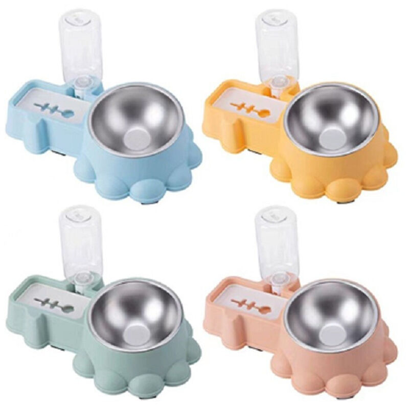 Trade Shop Traesio - Trade Shop - doppelkörper-kombinat-napf für futter-wasser-spender aus kunststoff für hunde und katzen -