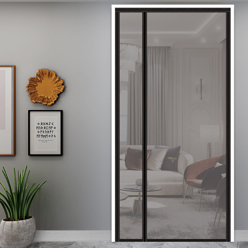 Doppelseitiger transparenter isolierter Türvorhang, linke Seite, für Türen bis 80 cm H 200 cm Breite mit selbstschließender magnetischer Panzertür,