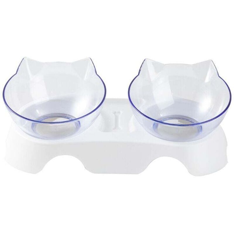 Doppelter Katzennapf, Orthopädischer Anti-Erbrechen-Haustiernapf, Katzennapf-Wassernapf, Schräger Katzennapf schützt die Wirbelsäule, Schräger Napf