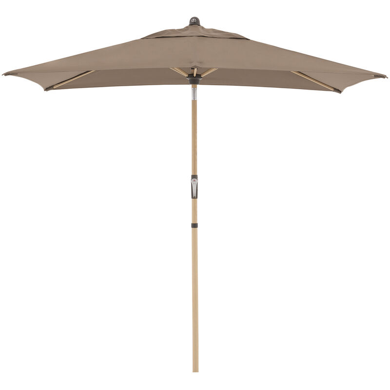 Doppler Sonnenschirm / Kurbelschirm 'Alu Wood Ultra 210 x 140 Auto Tilt', 210 x 140 cm, greige, Bezug Polyestergewebe, Gestell Aluminium/Stahl, 4,0