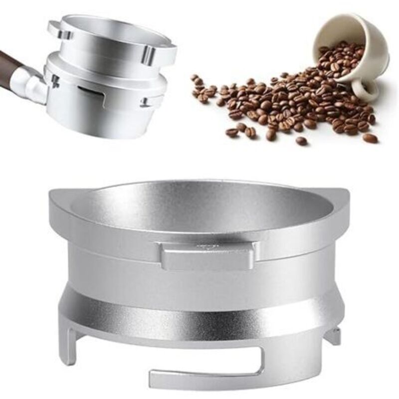 Dosierring aus Aluminium, Espresso-Dosierring 54 MM, Kaffee-Dosiertrichter, Silber, Espresso-Kaffeezubehör aus Aluminium-Metall, Kaffee-Dosierring