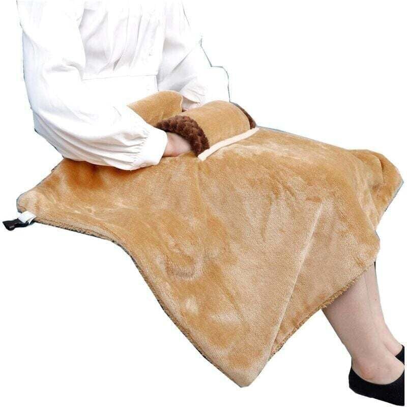 Doublehero Kleine USB-Heizdecke – Mit automatischer Abschaltfunktion – Flanell – Waschbar – Geeignet für Knien, Taille und Schultern – Braun – 60 x
