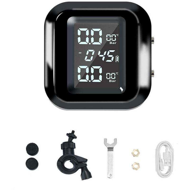 Drahtloses Motorrad-Reifendruckkontrollsystem TPMS USB-Aufladung Motorrad-Reifendruckkontrollsystem mit 2 externen Sensoren Digitales LCD-Display