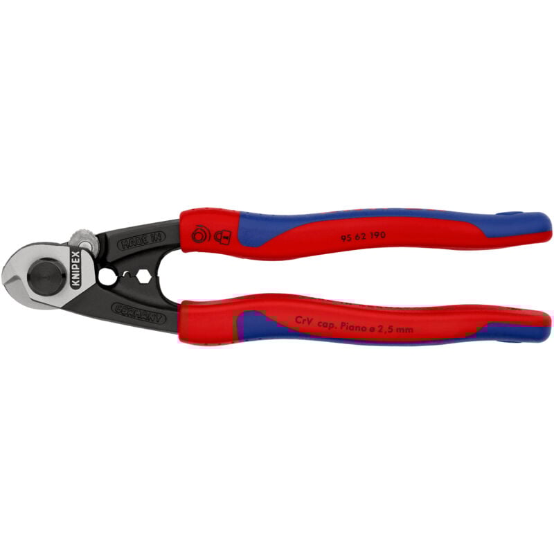 KNIPEX 95 62 190 SB Drahtseilschere geschmiedet mit Mehrkomponenten-Hüllen 190 mm