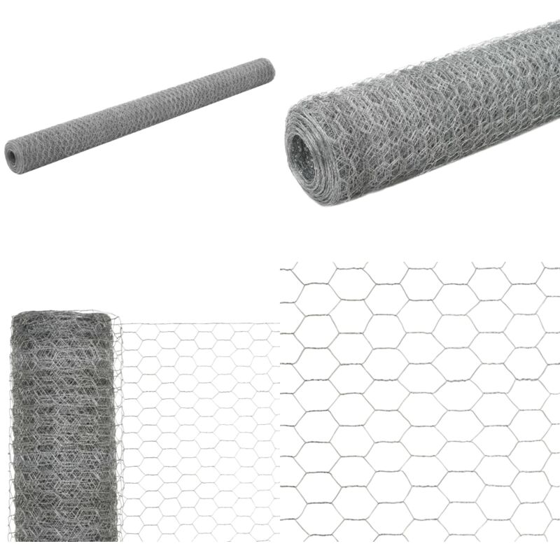 Vidaxl - Drahtzaun Verzinkter Stahl 25x1,5 m Silbern - Zaun Aus Stahl - Stahldrahtzaun - Gartenzaun - Hexagonales Drahtgitter - Vogelnest - Home &