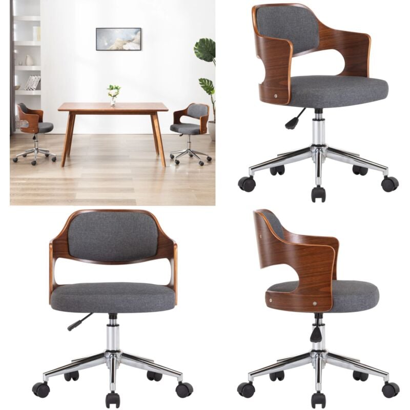 Drehbarer Bürostuhl Grau Bugholz und Stoff - Bürostuhl - Bürostühle - Home & Living