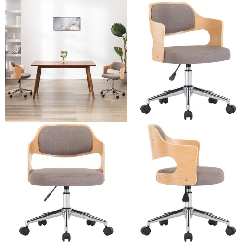 Drehbarer Bürostuhl Taupe Bugholz und Stoff - Bürostuhl - Bürostühle - Home & Living