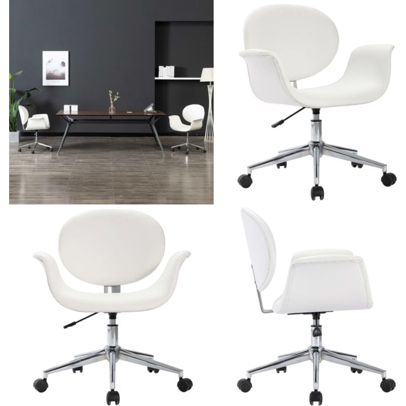 Vidaxl - Drehbarer Bürostuhl Weiß Kunstleder - Bürostuhl - Drehstuhl - Schreibtischstuhl - Home Office - Ergonomischer Stuhl - Home & Living