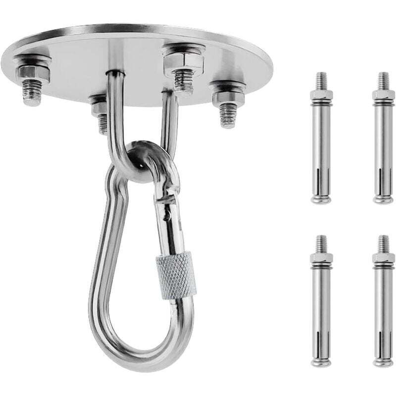 Drehbarer Deckenhaken, robuster Edelstahl, Tragkraft 450 kg, mit Schraubbefestigung für Hängesessel, Schaukel, Yogahandtuch, Boxsack, Hängematte