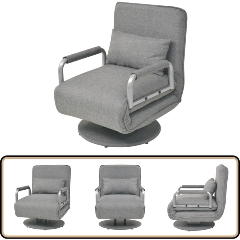Drehstuhl und Schlafsofa Hellgrau Stoff - Drehstuhl - Schlafsofa - Wohnraumgestaltung - Gemütlich - Multifunktional