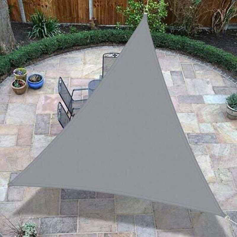 Tigrezy-Triangular Shade Sail 3 x 3 x 3 m Shade Cloth UV-Strahlenschutz für draußen, Terrasse, Garten – Grau